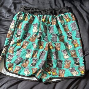 TWL Workout Pug Print Shorts 7”